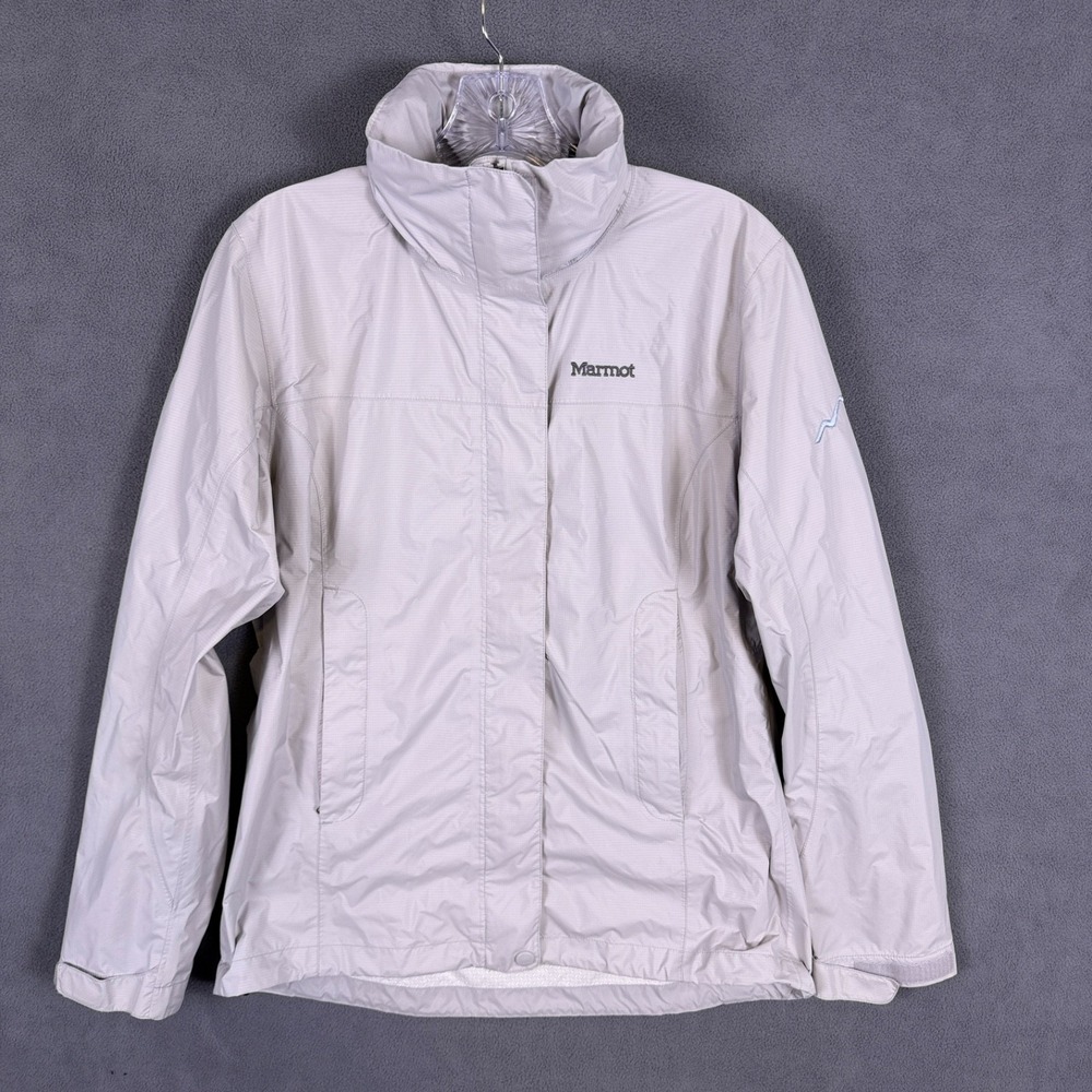 Marmot Women's Small Windbreaker Precip Eco Rain Jacket Gray Backpacking‎ Read!
